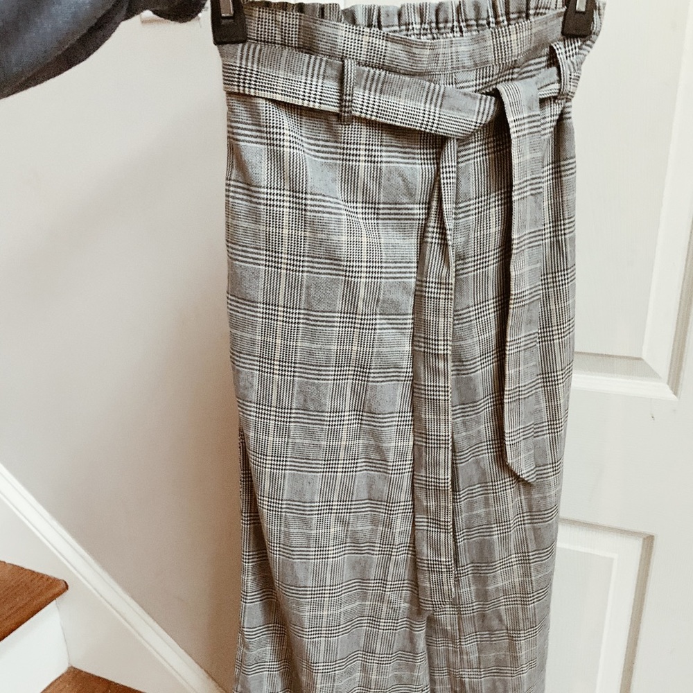 Wide legged plaid pants